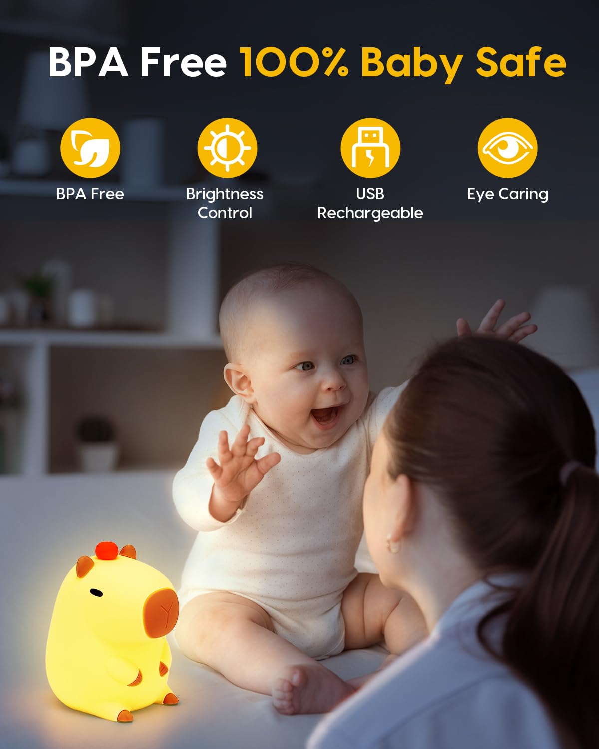 ELISO CozyCapy LED Night Light - Soft Silicone Lamp