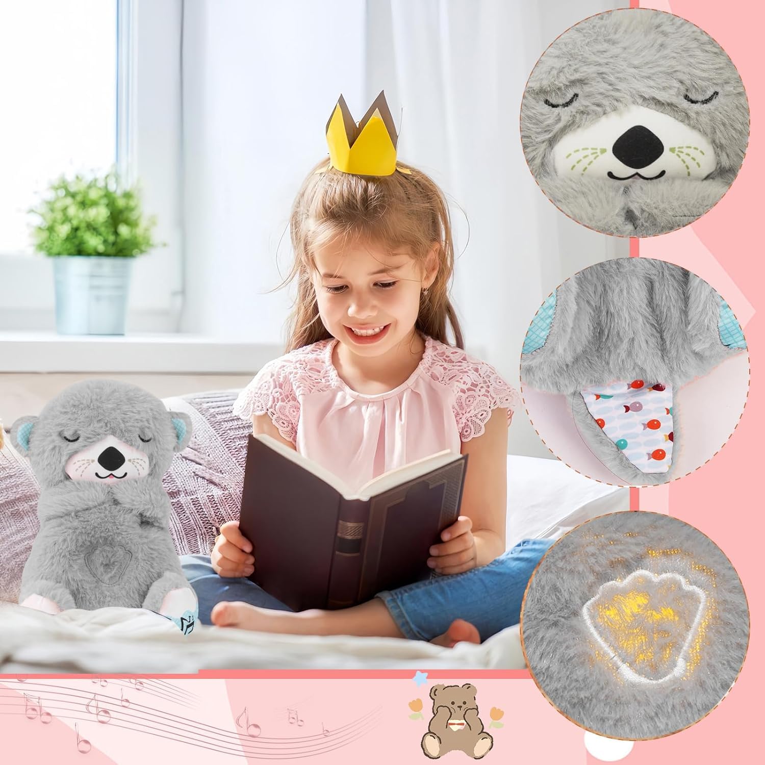 ELISO Breathing Teddy Otter - Glowing Musical Plush Toy 🧸