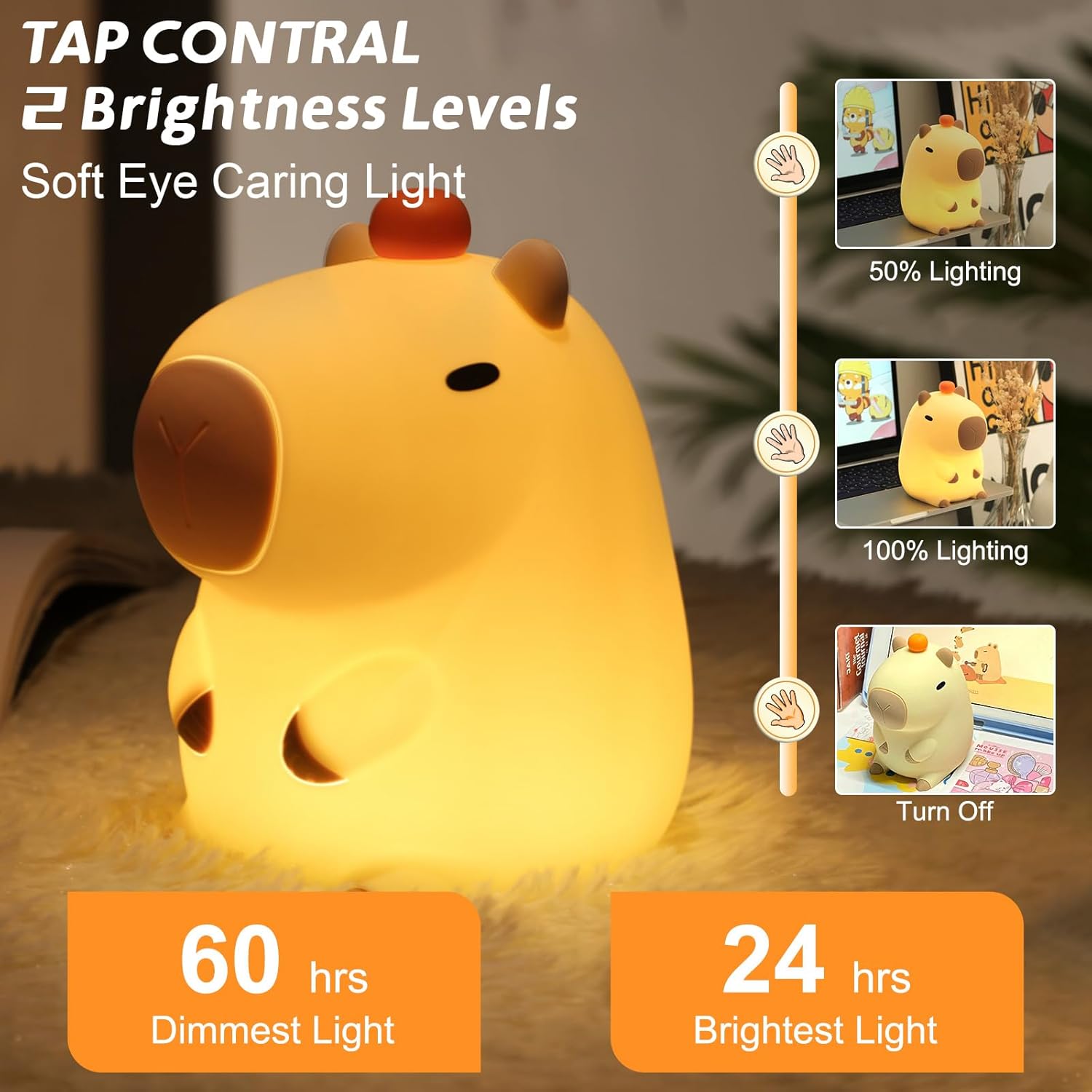 ELISO CozyCapy LED Night Light - Soft Silicone Lamp