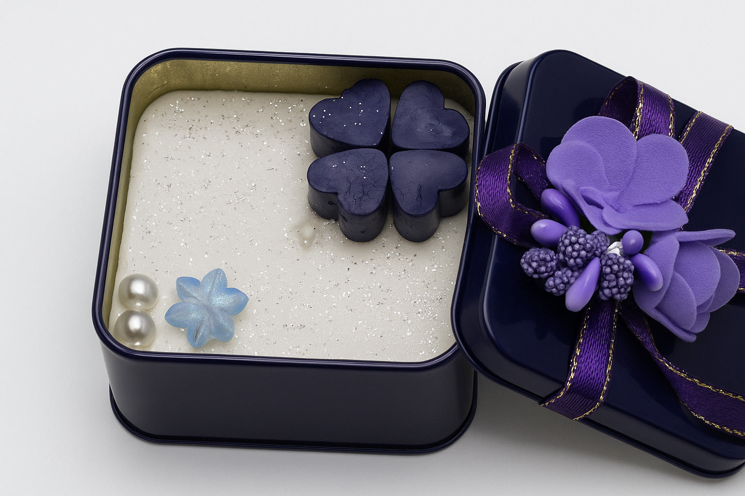 Midnight Bloom – Elegant Floral Gift Candle in Designer Tin Box