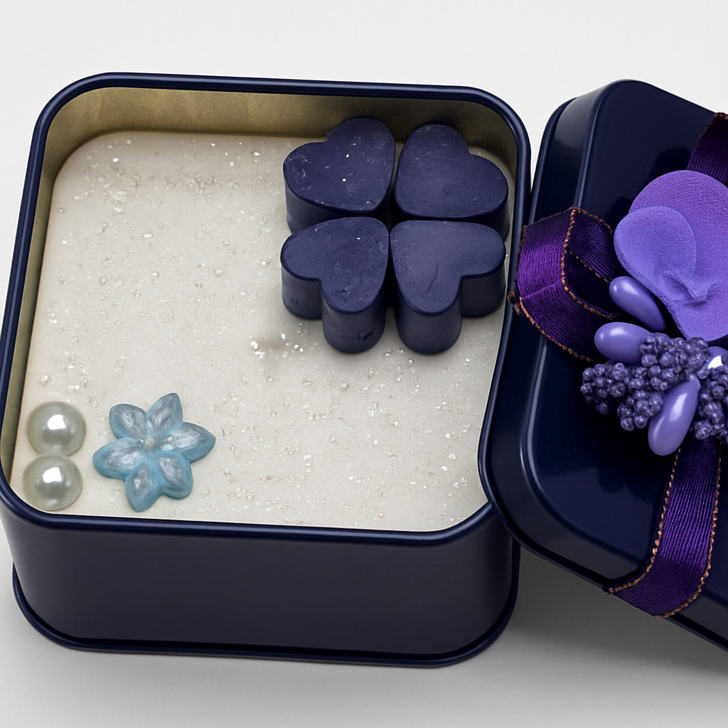 Midnight Bloom – Elegant Floral Gift Candle in Designer Tin Box
